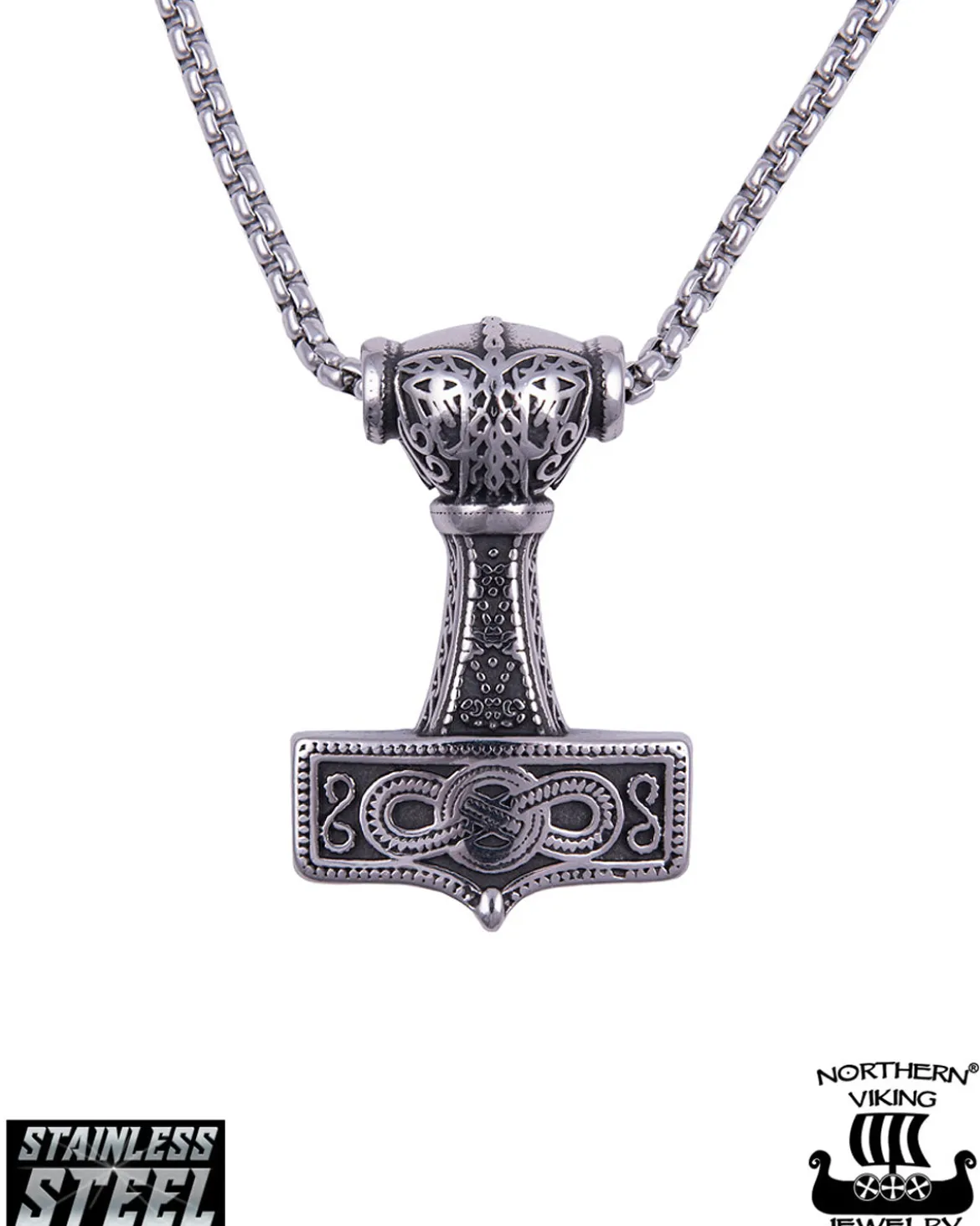 Eternity Knotwork Thor's Hammer kaulakoru - Teräs