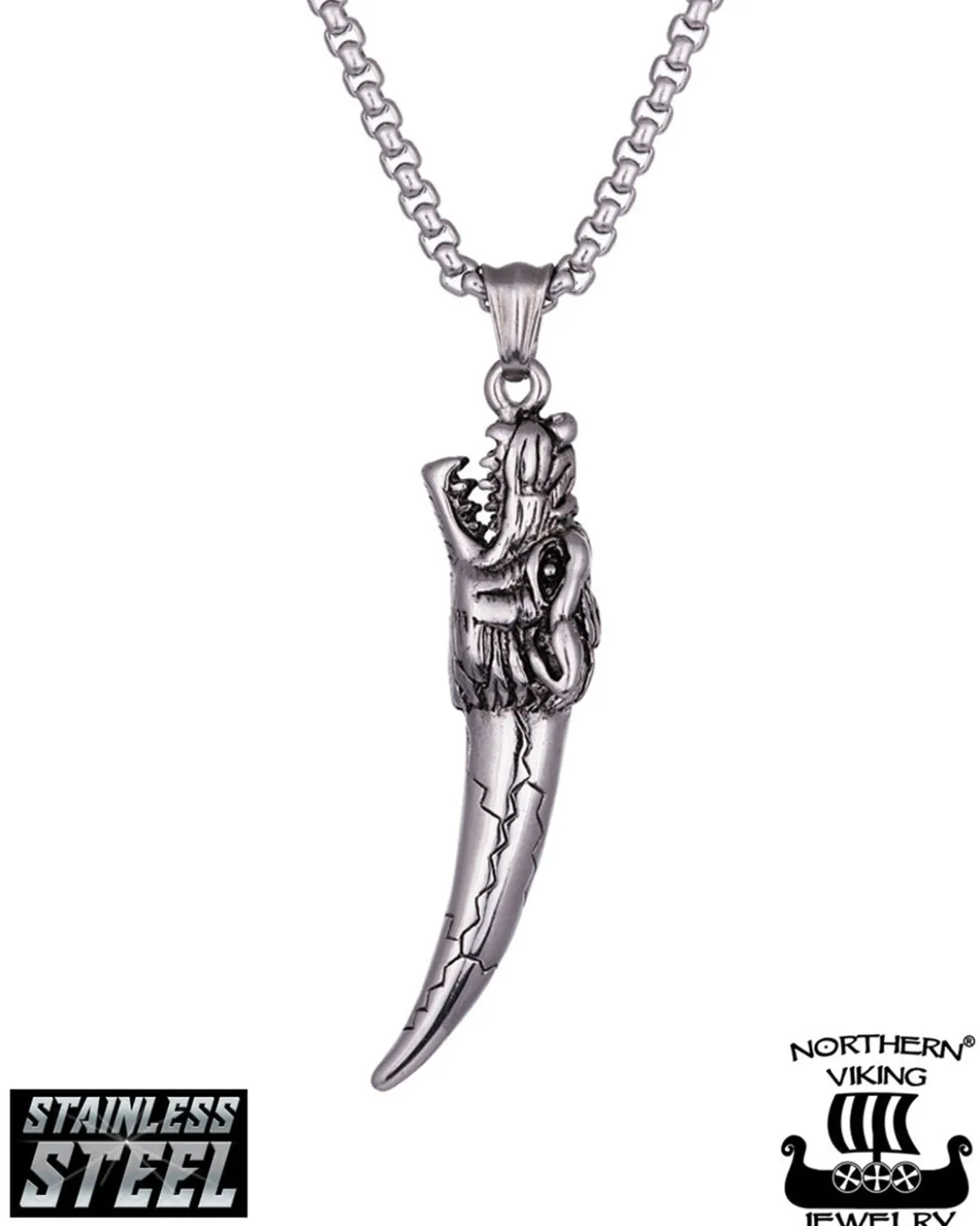Fenrir Wolf Tooth kaulakoru - Teräs