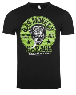 Gas monkey garage t-paita - Musta/Vihreä