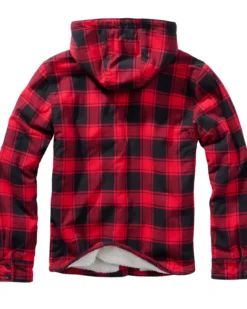 Hupullinen flanellitakki - Musta/Punainen