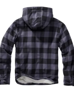 Hupullinen flanellitakki - Musta/Harmaa