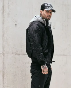MA1 hooded bombertakki - Musta/Harmaa