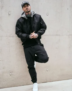 MA1 hooded bombertakki - Musta/Harmaa