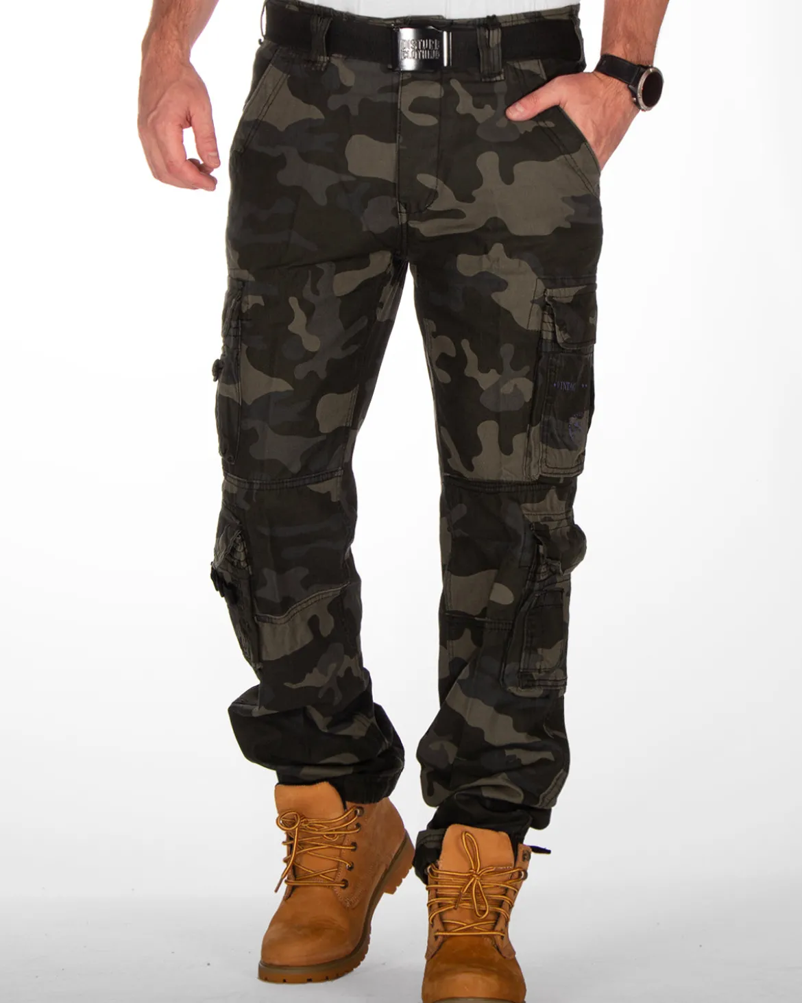 Pure slim reisitaskuhousut - Tumma camo