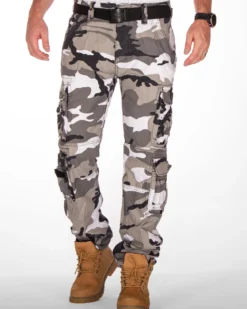 Pure slim reisitaskuhousut - Valkoinen camo