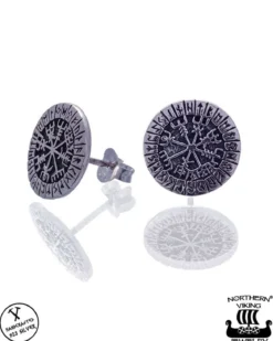 Riimu Vegvisir nappikorvakorut - Hopea