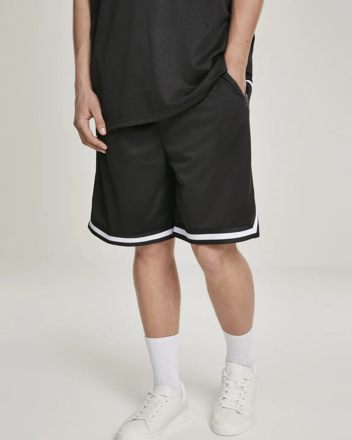 Stripe mesh shortsit - Musta/Valkoinen