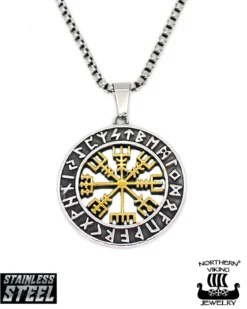 Vegvisir kaulakoru - Teräs/Kulta